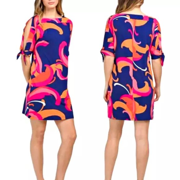 NWT Trina Turk Multi Floral Vinet Scrolling Three-quarter Sleeve Dress Small S - Picture 1 of 6